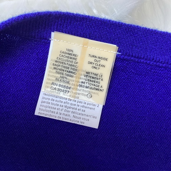 Magaschoni New York Layered 100% Cashmere Sweater Royal Blue M - Picture 7 of 8